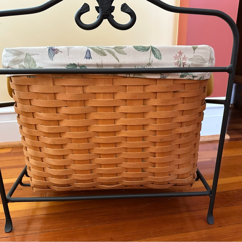 Longaberger Magazine Basket with Floral liner